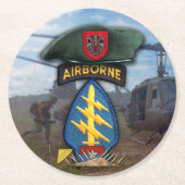 7. Sondereinheiten Grüne Berets vietnam Krieg Runder Pappuntersetzer (Vorderseite)