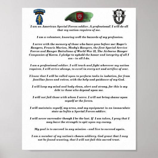 7. Spezialeinheiten SFGA Grüne Berets Creative Poster (Vorne)