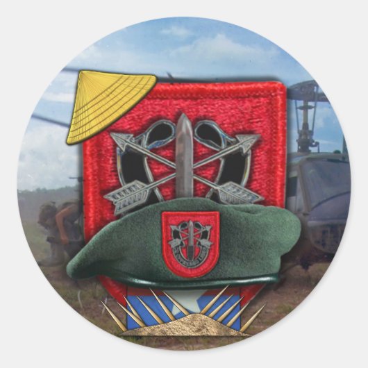 7. Spezielle Kräfte Grüne Berets Flash-Namensaufkl Runder Aufkleber (Vorderseite)