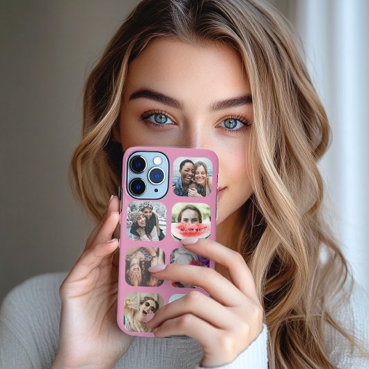 7 Square Foto Collage Rosa Vorlage iPhone Case Hülle