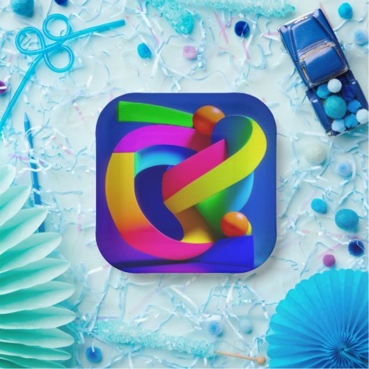 7" Square Paper Plate Pappteller (Party)