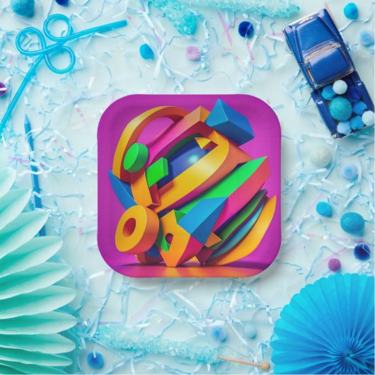 7" Square Paper Plate Pappteller (Party)