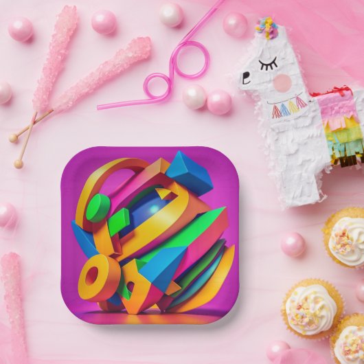 7" Square Paper Plate Pappteller (Party)