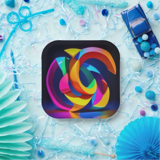 7" Square Paper Plate Pappteller (Party)