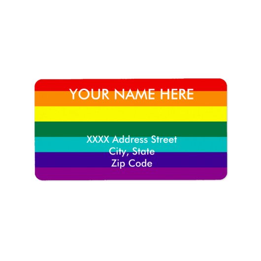 7 Streifen Regenbogen-Stolz Adressaufkleber (Vorne)