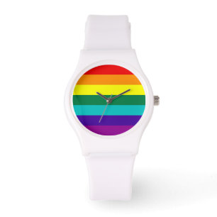 7 Streifen Regenbogen-Stolz Armbanduhr