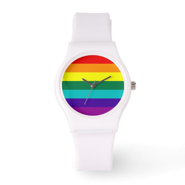 7 Streifen Regenbogen-Stolz Armbanduhr (Vorderseite)