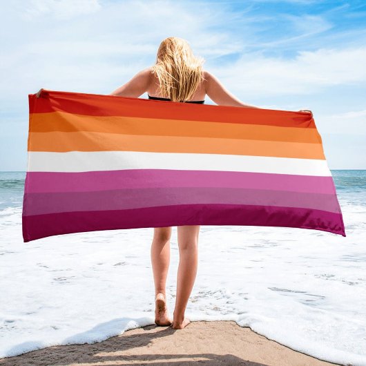 7 Stripe Lesbian Sunset Pride Flag Strandtuch