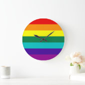 7 Stripes Rainbow Gay Pride Flag Große Wanduhr (Zuhause)