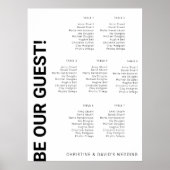7 Tabelle Einfache White Wedding Chart Poster (Vorne)
