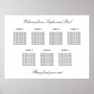 7 Tabelle Elegantes Minimalistisches Sitzdiagramm Poster