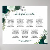 7 Tabelle Emerald Green Floral Wedding Chart Poster (Vorne)