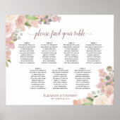 7 Tabelle Rosa Boho Blumenzettel Poster (Vorne)