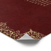 7 Tabelle Vintage Burgundgoldskriptplatine Poster (Ecke)