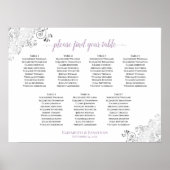 7 Tabelle White & Lavender Wedding Seating Chart Poster (Vorne)