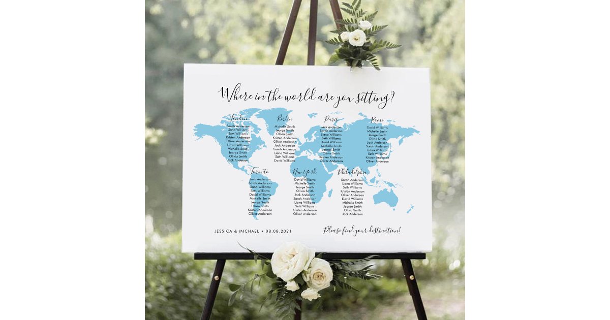 7 Tabellen Zielorte World Map Seating Chart Poster | Zazzle.de