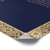 7 Table Navy Blue Gold Rose Script Seekarte Poster (Ecke)