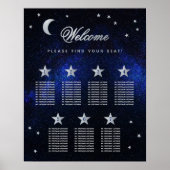 7 Table Sky Stars Celestial Wedding Seating Chart Poster (Vorne)