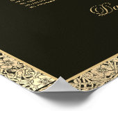 7 Tables Black Gold Vintage Wedding Chart Poster (Ecke)