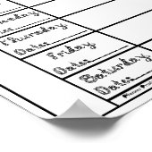 7 Tage Schwarzer Schriftart Wochenplaner druckbar Poster (Ecke)