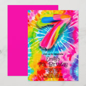 7. Tie Dye Geburtstag Einladung (Vorne/Hinten)