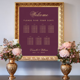 7 Tische Hochzeitskarte - Einfache Weinfarbe Poster