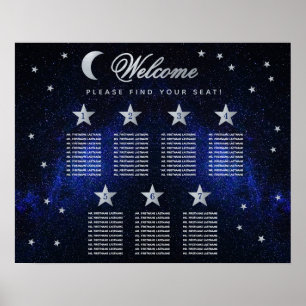 7 Tische Sterne Hochzeit Mond Sitzplan Poster