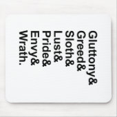 7 Tote Sins - Stolz Gluttony Lust Wrath Envy Mousepad (Vorne)