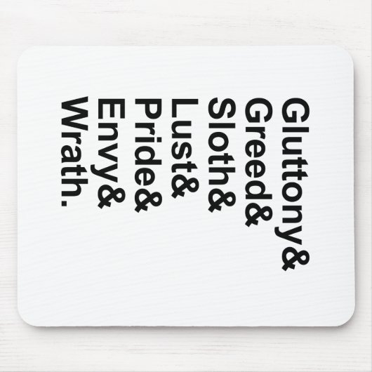 7 Tote Sins - Stolz Gluttony Lust Wrath Envy Mousepad (Vorne)