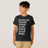 7 Tote Sins - Stolz Gluttony Lust Wrath Envy T-Shirt (Vorne ganz)