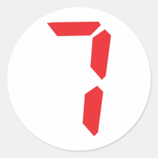 7 Uhr, 7 Uhr, rote Uhr, digitale Nummer Runder Aufkleber (Vorderseite)