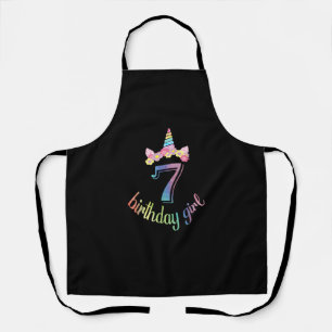 7. Unicorn Geburtstagsmädchen T - Shirt 7 Jahre al Schürze