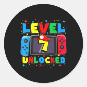 7 Unlock Gamer 7. Geburtstag Geschenkvideo Spiel 7 Runder Aufkleber