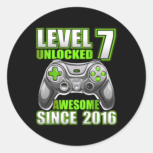 7 Unlocks Phantastisch 2016 Videospiel 7. Geburtst Runder Aufkleber (Vorderseite)