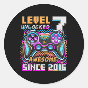 7 Unlocks Phantastisch 2016 Videospiel 7. Geburtst Runder Aufkleber