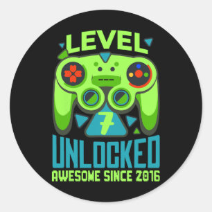 7 Unlocks Phantastisch 2016 Videospiel 7. Geburtst Runder Aufkleber