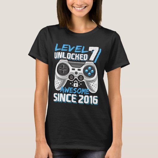 7 Unlocks Phantastisch 2016 Videospiel 7. Geburtst T-Shirt (Vorderseite)