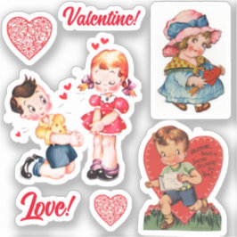 7 Vintage / Retro Valentine-Aufkleber Aufkleber