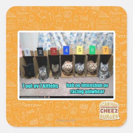 7 vor 7 Kätzchen Quadratischer Aufkleber (Vorderseite)