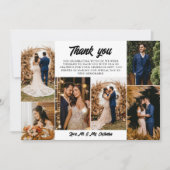 7 Wedding Fotos Retro Script Vielen Dank Dankeskarte (Vorderseite)