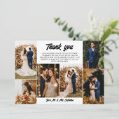 7 Wedding Fotos Retro Script Vielen Dank Dankeskarte (Stehend Vorderseite)