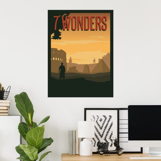 7 Wonders Board Game Minimalistisch Travel Style G Poster (Heimbüro)