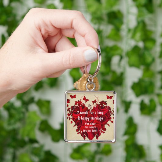 7 Worte für eine lange Ehe und glückliche Ehe Schlüsselanhänger (Hand)