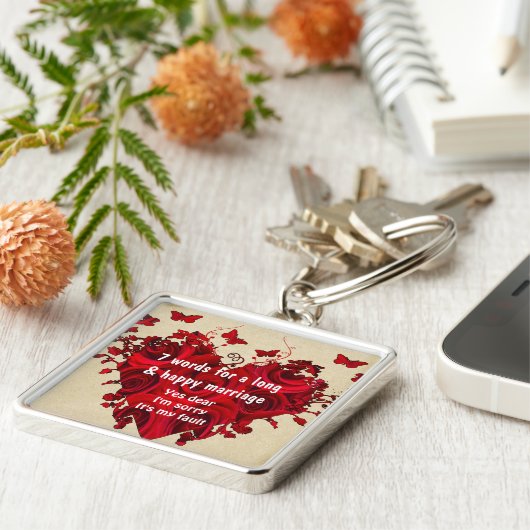 7 Worte für eine lange Ehe und glückliche Ehe Schlüsselanhänger (Seite)