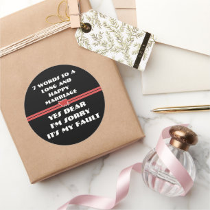 7 Worte für eine lange und glückliche Ehe Runder Aufkleber