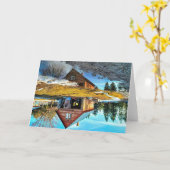 7"x5" Faltkarte | Garage Puddle Reflection Karte (Gelbe Blume)