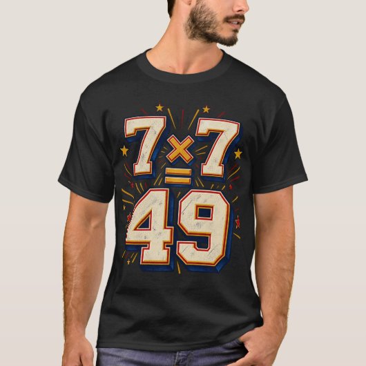 7 x 7 = 49 Retro Math T-Shirt (Vorderseite)