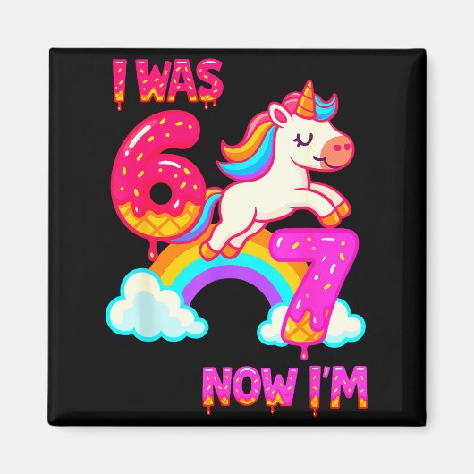 7 Year Old Birthday 67 Was 6 Now I'm 7 Dabbing Uni Magnet (Vorne)