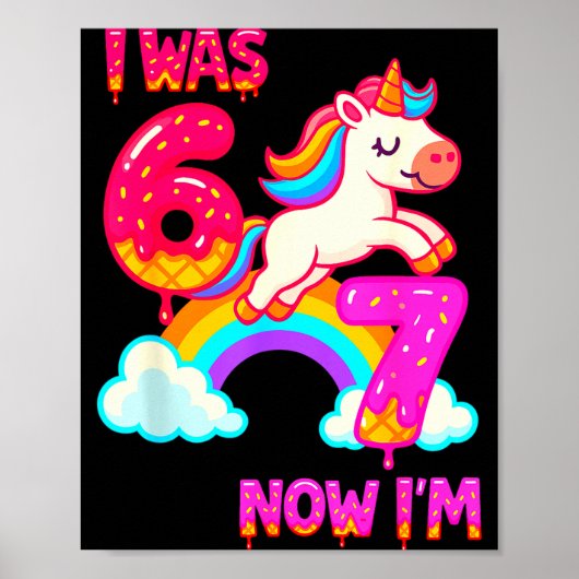 7 Year Old Birthday 67 Was 6 Now I'm 7 Dabbing Uni Poster (Vorne)