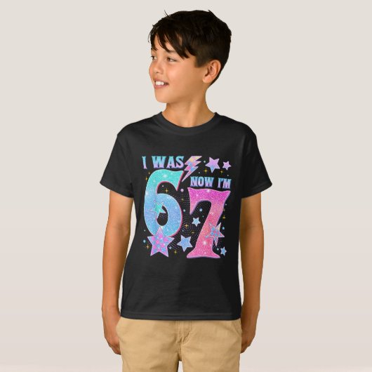 7 Year Old Birthday Shirt Was 6 Now I'm 7 67 Funny (Vorne ganz)
